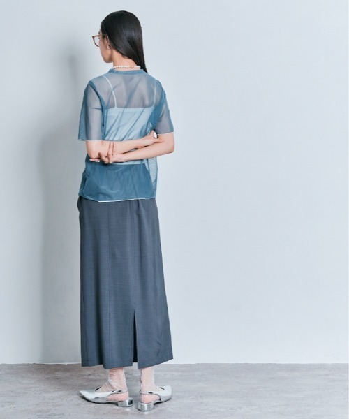 W:Huku（フーク）の「配色 パイピング シアー トップス（Tシャツ/カットソー・レディース・オフホワイト/ブルー系/ブラック・L/M）」の17枚目の写真