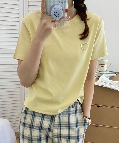 ハートワンポイントTシャツ（Tシャツ/カットソー）｜aimoha