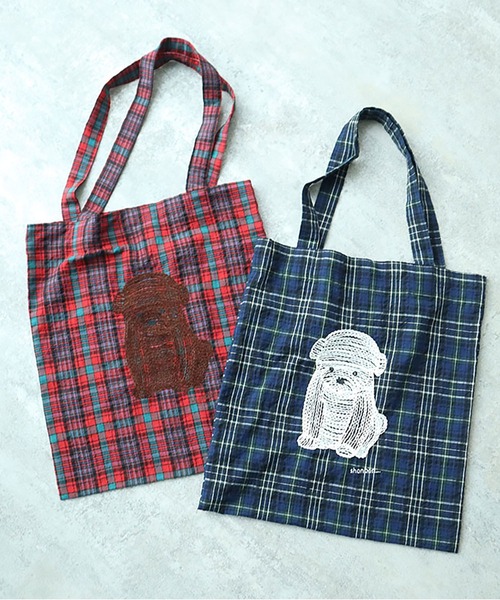 bulle de savon（ビュルデサボン）の「しょんぼり犬刺繍 トートバッグ（トートバッグ・レディース・レッド/ネイビー・FREE）」の22枚目の写真