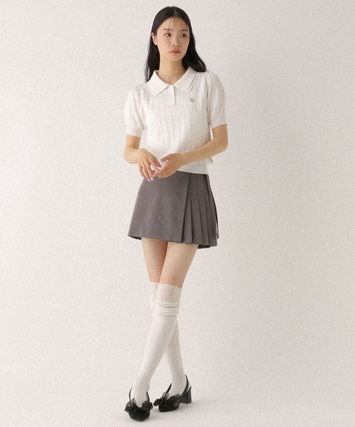 Heather(ヘザー)の「Wカラーポロニット(半袖) 497363(ニット/セーター・レディース・グレー/オフホワイト/ネイビー・FREE)」の4枚目の写真