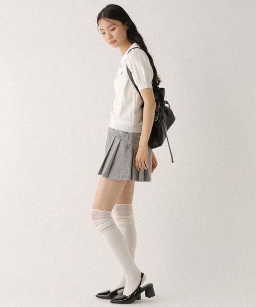 Heather(ヘザー)の「Wカラーポロニット(半袖) 497363(ニット/セーター・レディース・グレー/オフホワイト/ネイビー・FREE)」の8枚目の写真