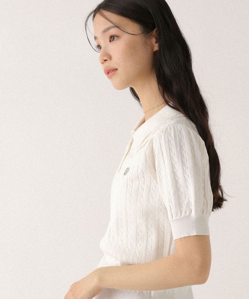 Heather(ヘザー)の「Wカラーポロニット(半袖) 497363(ニット/セーター・レディース・グレー/オフホワイト/ネイビー・FREE)」の11枚目の写真