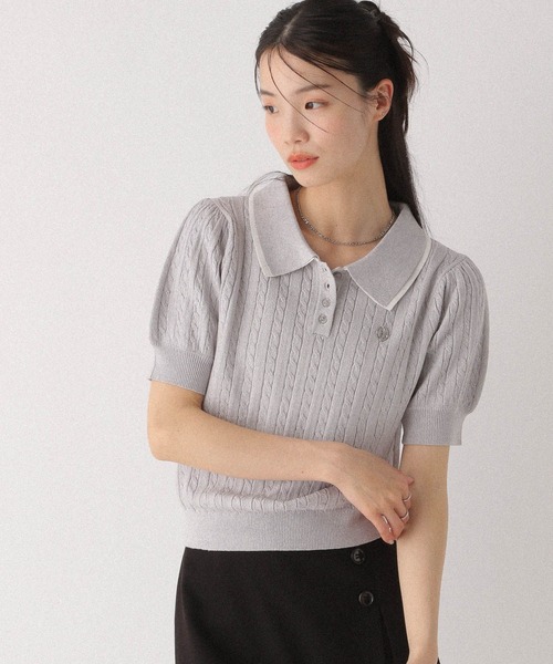 Heather(ヘザー)の「Wカラーポロニット(半袖) 497363(ニット/セーター・レディース・グレー/オフホワイト/ネイビー・FREE)」の13枚目の写真