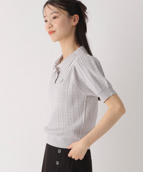 Heather(ヘザー)の「Wカラーポロニット(半袖) 497363(ニット/セーター・レディース・グレー/オフホワイト/ネイビー・FREE)」の14枚目の写真