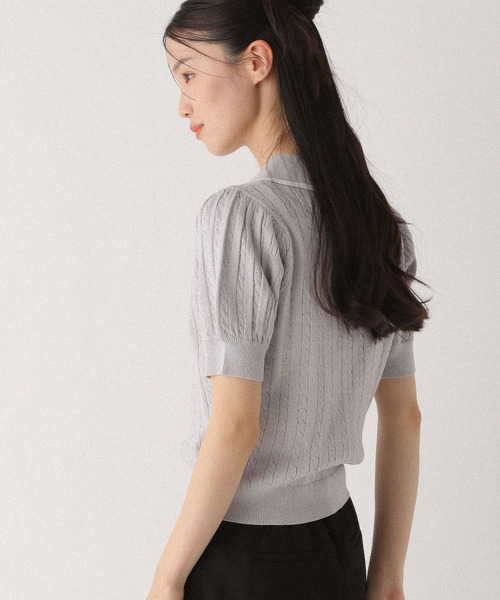 Heather(ヘザー)の「Wカラーポロニット(半袖) 497363(ニット/セーター・レディース・グレー/オフホワイト/ネイビー・FREE)」の15枚目の写真