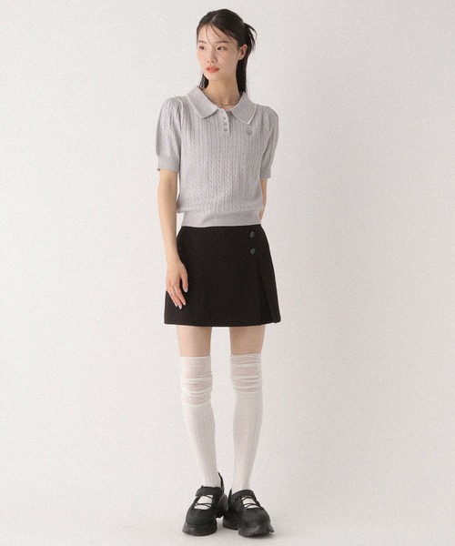 Heather(ヘザー)の「Wカラーポロニット(半袖) 497363(ニット/セーター・レディース・グレー/オフホワイト/ネイビー・FREE)」の17枚目の写真