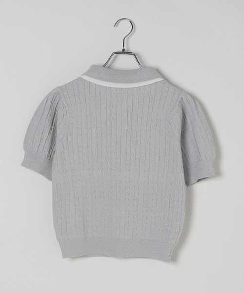 Wカラーポロニット（半袖） 497363（ニット/セーター）｜Heather