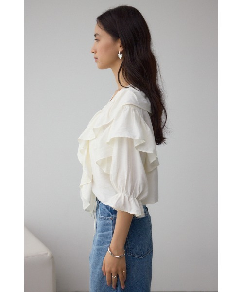 AZUL by moussy(アズールバイマウジー)の「ラッフルフリル5分袖ブラウス(シャツ/ブラウス・レディース・ブラック/ピンク/アイボリー・FREE)」の8枚目の写真