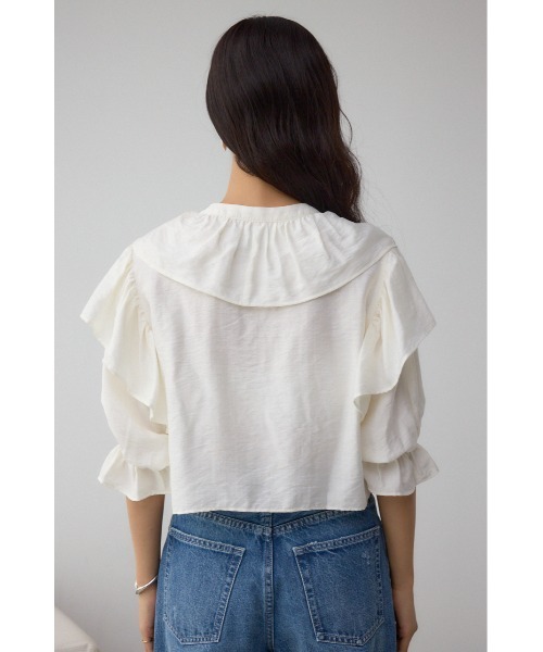 AZUL by moussy(アズールバイマウジー)の「ラッフルフリル5分袖ブラウス(シャツ/ブラウス・レディース・ブラック/ピンク/アイボリー・FREE)」の9枚目の写真