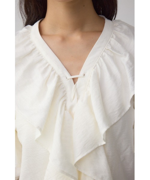 AZUL by moussy(アズールバイマウジー)の「ラッフルフリル5分袖ブラウス(シャツ/ブラウス・レディース・ブラック/ピンク/アイボリー・FREE)」の10枚目の写真