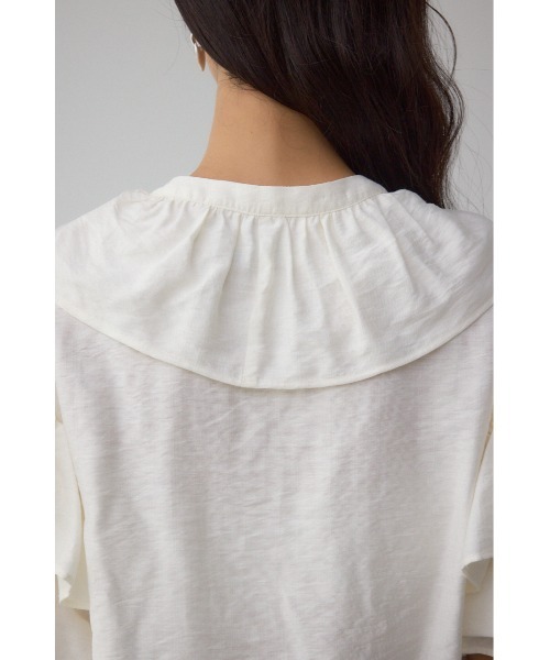AZUL by moussy(アズールバイマウジー)の「ラッフルフリル5分袖ブラウス(シャツ/ブラウス・レディース・ブラック/ピンク/アイボリー・FREE)」の11枚目の写真