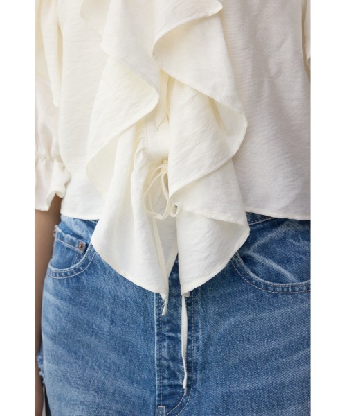 AZUL by moussy(アズールバイマウジー)の「ラッフルフリル5分袖ブラウス(シャツ/ブラウス・レディース・ブラック/ピンク/アイボリー・FREE)」の14枚目の写真