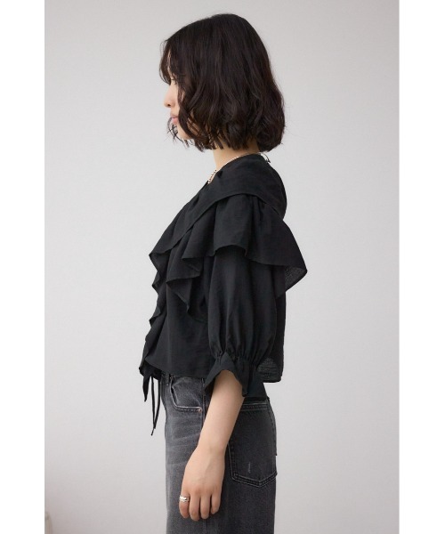 AZUL by moussy(アズールバイマウジー)の「ラッフルフリル5分袖ブラウス(シャツ/ブラウス・レディース・ブラック/ピンク/アイボリー・FREE)」の20枚目の写真