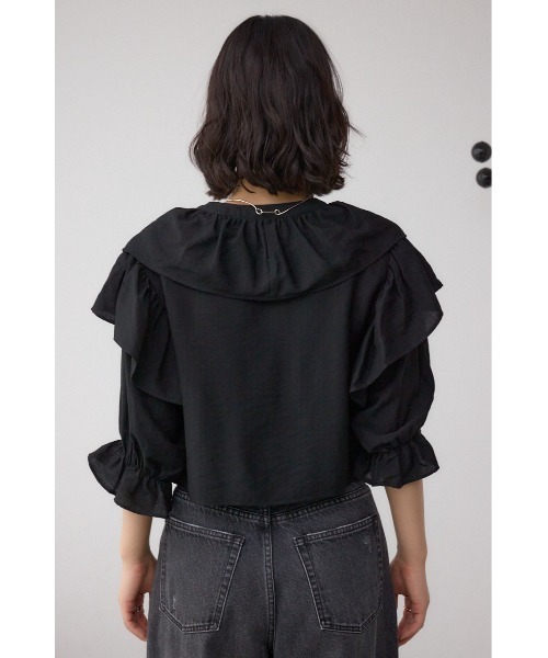 AZUL by moussy(アズールバイマウジー)の「ラッフルフリル5分袖ブラウス(シャツ/ブラウス・レディース・ブラック/ピンク/アイボリー・FREE)」の21枚目の写真