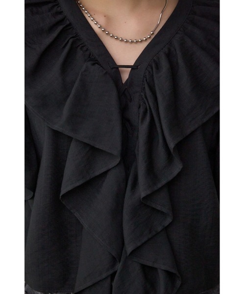 AZUL by moussy(アズールバイマウジー)の「ラッフルフリル5分袖ブラウス(シャツ/ブラウス・レディース・ブラック/ピンク/アイボリー・FREE)」の22枚目の写真