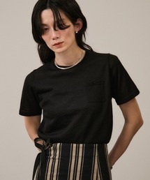クロップドハーフスリーブリネンニット［ドライタッチ・洗える］/クロップド丈・トップス・夏服・半袖