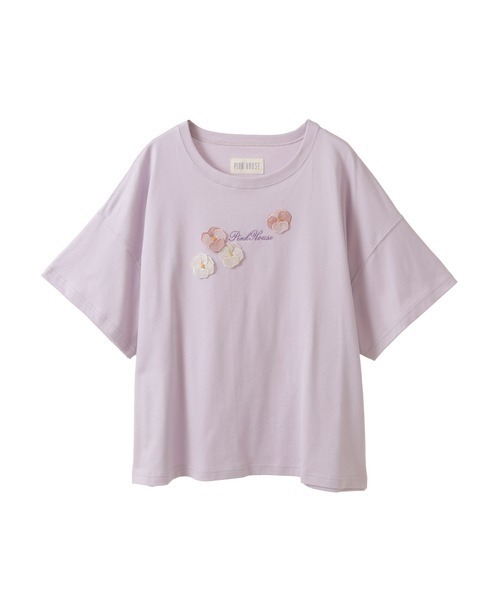 PINK HOUSE / ピンクハウス パンジーレース使いカットソー パンジーレース使いカットソー（Tシャツ/カットソー）｜PINK