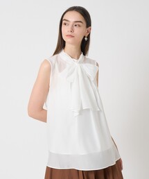 ANAYI 半袖ブラウス 白 セール】 トリアセサテンドレープTブラウス （シャツ・ブラウス