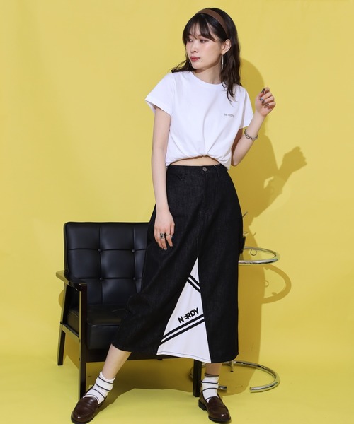 ●NERDY● Women's Denim トラック スカート_navy ○NERDY○ Women's Denim トラック スカート_navy (NERDY/ミニ