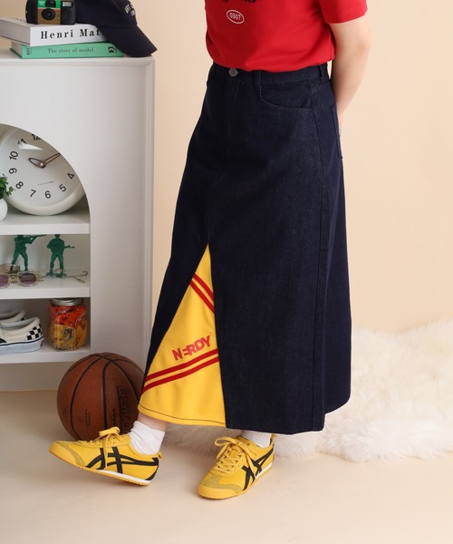 スカート NERDY Women's NY Trackmix Denim Column Skirt 楽天市場】ノルディ NERDY W'S NY TRACK MIX DENIM COLUMN SKIRT