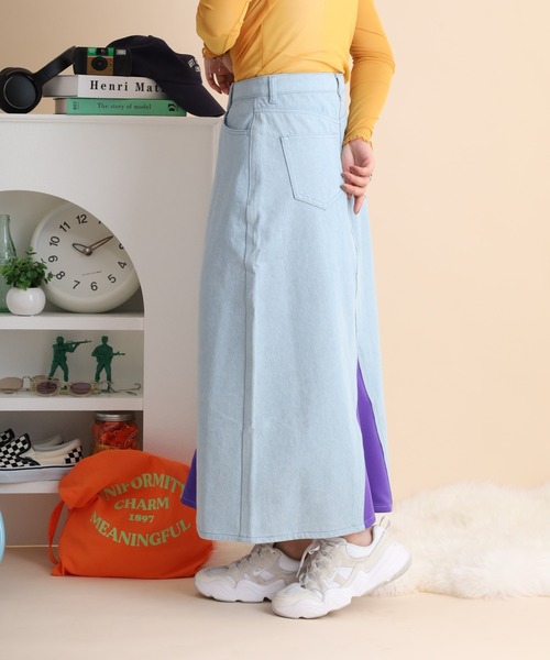 ●NERDY● Women's Denim トラック スカート_navy ○NERDY○ Women's Denim トラック スカート_navy (NERDY/ミニ
