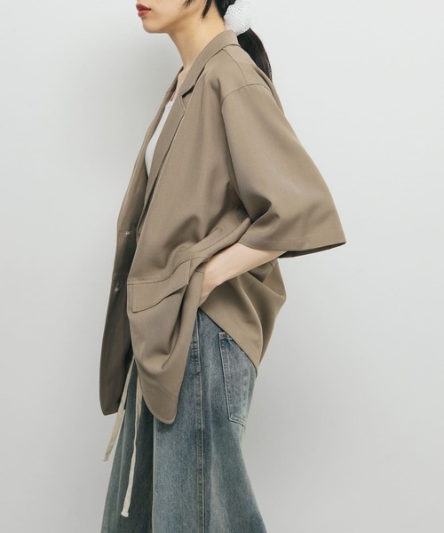 かぐれ 2024 ハーフスリーブダブルジャケット ナチュラル 日本製 かぐれ（カグレ）の「ハーフスリーブダブルジャケット（その他