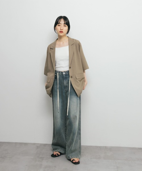 KBF（ケイビーエフ）の「ハーフスリーブルーズジャケット（その他アウター・レディース・チャコールグレー/モカ・ONE）」の8枚目の写真