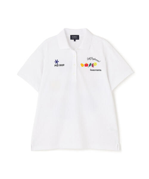 PEARLY GATES(パーリーゲイツ)の「【PEARLY GATES】Pe格子サッカー半袖ポロシャツ <Relaxシリーズ>(ポロシャツ・レディース・ホワイト/ネイビー/オレンジ・LARGE/MEDIUM)」の7枚目の写真