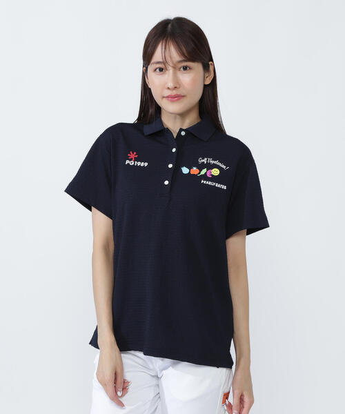 PEARLY GATES(パーリーゲイツ)の「【PEARLY GATES】Pe格子サッカー半袖ポロシャツ <Relaxシリーズ>(ポロシャツ・レディース・ホワイト/ネイビー/オレンジ・LARGE/MEDIUM)」の11枚目の写真