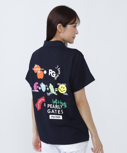 PEARLY GATES(パーリーゲイツ)の「【PEARLY GATES】Pe格子サッカー半袖ポロシャツ <Relaxシリーズ>(ポロシャツ・レディース・ホワイト/ネイビー/オレンジ・LARGE/MEDIUM)」の13枚目の写真
