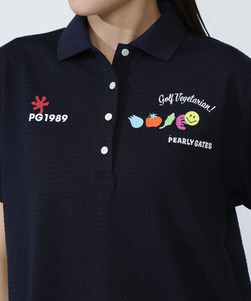 PEARLY GATES(パーリーゲイツ)の「【PEARLY GATES】Pe格子サッカー半袖ポロシャツ <Relaxシリーズ>(ポロシャツ・レディース・ホワイト/ネイビー/オレンジ・LARGE/MEDIUM)」の14枚目の写真