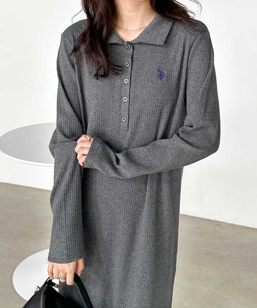 セール】RANAN/solleim別注【U.S.POLO ASSN.】 ポロ衿長袖リブ