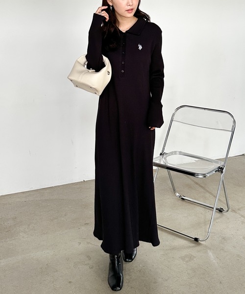 セール】RANAN/solleim別注【U.S.POLO ASSN.】 ポロ衿長袖リブ