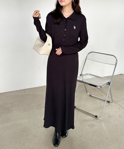 セール】RANAN/solleim別注【U.S.POLO ASSN.】 ポロ衿長袖リブ