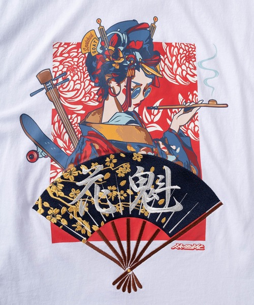 SlashDate(スラッシュデイト)の「【84】「休日少女」 和柄デザイン 刺繍ミックス バックプリント 半袖Tシャツ オーバーサイズ(Tシャツ/カットソー・レディース・ホワイト/ホワイト系その他/ブラック系その他/ホワイト系その他2/ブラック/ブラック系その他2・M/L)」の19枚目の写真