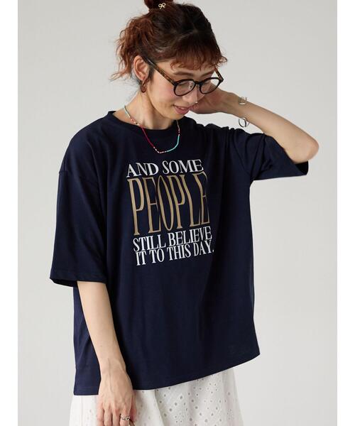 Lugnoncure（ルノンキュール）の「【接触冷感】ビッグロゴリラックスTシャツ（Tシャツ/カットソー・レディース・ネイビー/ブラック/オフホワイト・F）」の3枚目の写真