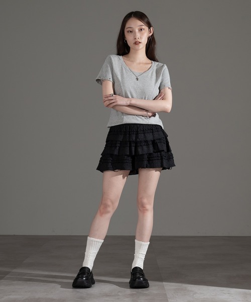 apres jour mignon(アプレジュールミニョン)の「アクセ付きショートスリーブトップス【ZOZOTOWN限定アイテム】(Tシャツ/カットソー・レディース・チャコールグレー/杢グレー/ブラック・フリー/X-LARGE)」の9枚目の写真