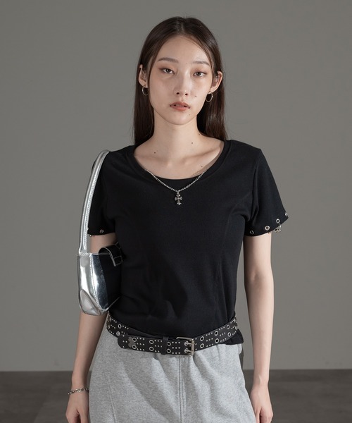 apres jour mignon(アプレジュールミニョン)の「アクセ付きショートスリーブトップス【ZOZOTOWN限定アイテム】(Tシャツ/カットソー・レディース・チャコールグレー/杢グレー/ブラック・フリー/X-LARGE)」の11枚目の写真