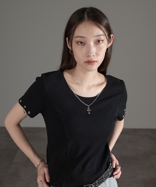 apres jour mignon(アプレジュールミニョン)の「アクセ付きショートスリーブトップス【ZOZOTOWN限定アイテム】(Tシャツ/カットソー・レディース・チャコールグレー/杢グレー/ブラック・フリー/X-LARGE)」の10枚目の写真
