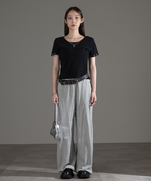 apres jour mignon(アプレジュールミニョン)の「アクセ付きショートスリーブトップス【ZOZOTOWN限定アイテム】(Tシャツ/カットソー・レディース・チャコールグレー/杢グレー/ブラック・フリー/X-LARGE)」の15枚目の写真