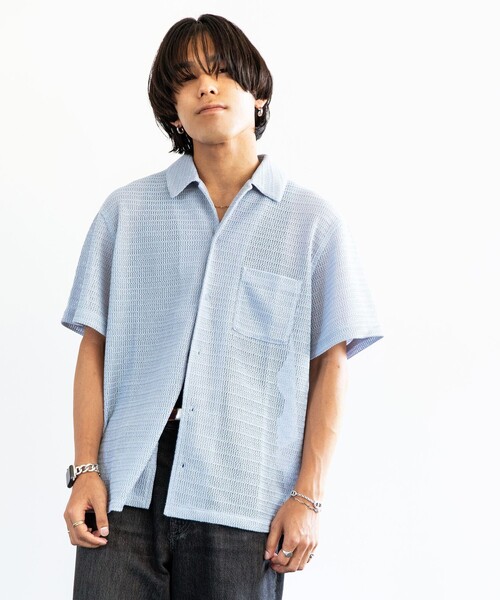 シップス（SHIPS）/City Ambient Products: レギュラーカラー メッシュ シアー シャツ City Ambient Products: レギュラーカラー メッシュ シアー シャツ