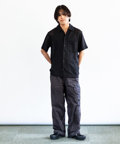 City Ambient Products: レギュラーカラー メッシュ シアー シャツ