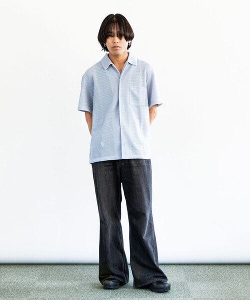 City Ambient Products: レギュラーカラー メッシュ シアー シャツ