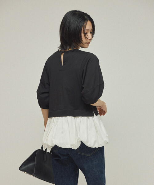 Firsthand（ファーストハンド）の「Firsthand/ファーストハンド オーガニックコットン ペプラム切り替えトップス / 5分袖Tシャツ（Tシャツ/カットソー・レディース・ブラック/その他9/ホワイト・ﾌﾘ-）」の21枚目の写真