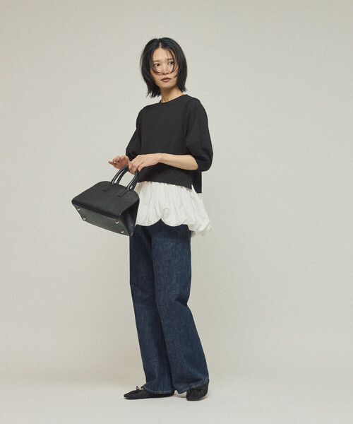 Firsthand(ファーストハンド)の「Firsthand/ファーストハンド オーガニックコットン ペプラム切り替えトップス / 5分袖Tシャツ(Tシャツ/カットソー・レディース・ブラック/その他9/ホワイト・フリ-)」の15枚目の写真