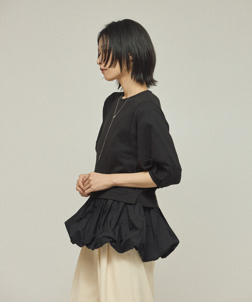 Firsthand（ファーストハンド）の「Firsthand/ファーストハンド オーガニックコットン ペプラム切り替えトップス / 5分袖Tシャツ（Tシャツ/カットソー・レディース・ブラック/その他9/ホワイト・ﾌﾘ-）」の14枚目の写真