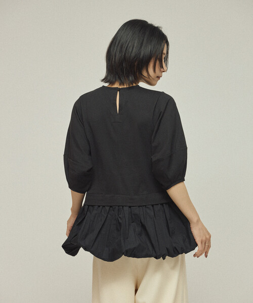 Firsthand（ファーストハンド）の「Firsthand/ファーストハンド オーガニックコットン ペプラム切り替えトップス / 5分袖Tシャツ（Tシャツ/カットソー・レディース・ブラック/その他9/ホワイト・ﾌﾘ-）」の15枚目の写真