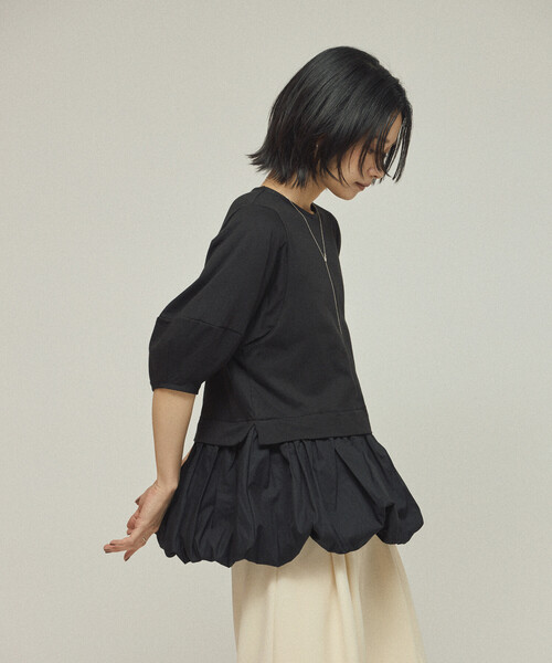 Firsthand(ファーストハンド)の「Firsthand/ファーストハンド オーガニックコットン ペプラム切り替えトップス / 5分袖Tシャツ(Tシャツ/カットソー・レディース・ブラック/その他9/ホワイト・フリ-)」の20枚目の写真