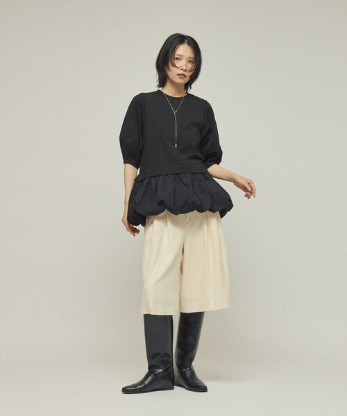 Firsthand（ファーストハンド）の「Firsthand/ファーストハンド オーガニックコットン ペプラム切り替えトップス / 5分袖Tシャツ（Tシャツ/カットソー・レディース・ブラック/その他9/ホワイト・ﾌﾘ-）」の11枚目の写真