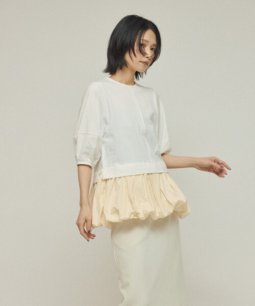 Firsthand(ファーストハンド)の「Firsthand/ファーストハンド オーガニックコットン ペプラム切り替えトップス / 5分袖Tシャツ(Tシャツ/カットソー・レディース・ブラック/その他9/ホワイト・フリ-)」の21枚目の写真